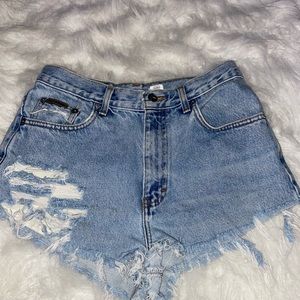 Calvin Klein ripped jean shorts (light washed)